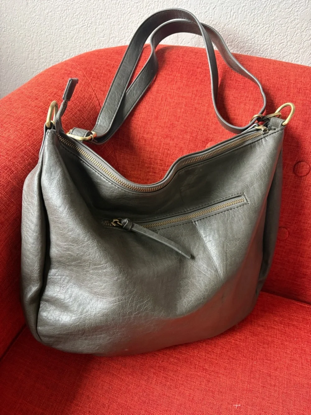 Joy Susan Kali woven slouchy hobo in charcoal